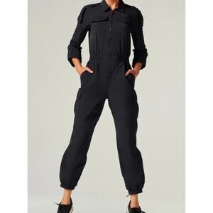 Blanc Noir Mastermind Zippered Jumpsuit Women's Size S Black